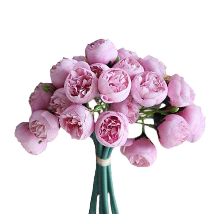 Pivoines artificielles roses-violets 21 fleurs