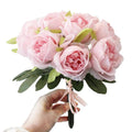 Roses artificielles - Bouquet de roses artificielles en tissu 28 cm