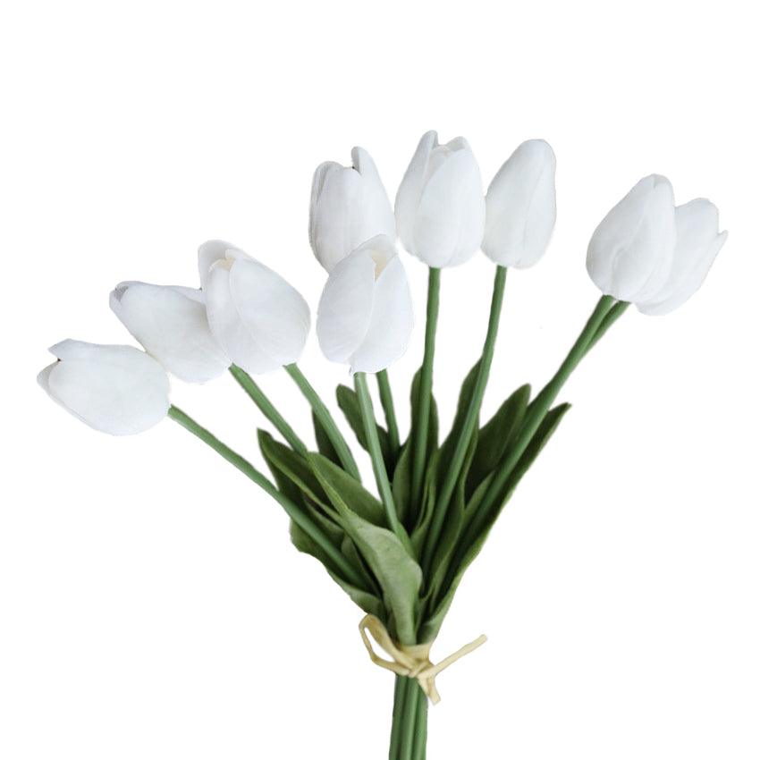 Bouquet de 10 tulipes artificielles blanches