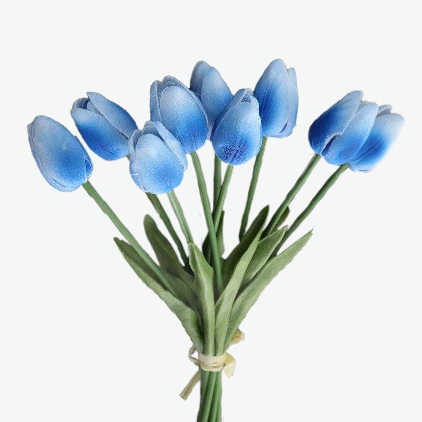 Bouquet de 10 tulipes artificielles bleues