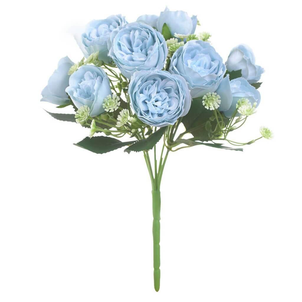 Pivoine artificielle bleue 26 cm