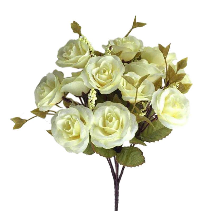 Rose artificielle - Bouquet de roses artificielles jaunes 32 cm
