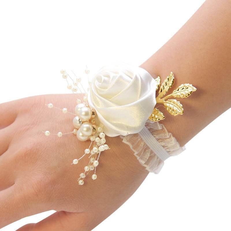 Bracelet fleur mariage champêtre blanc