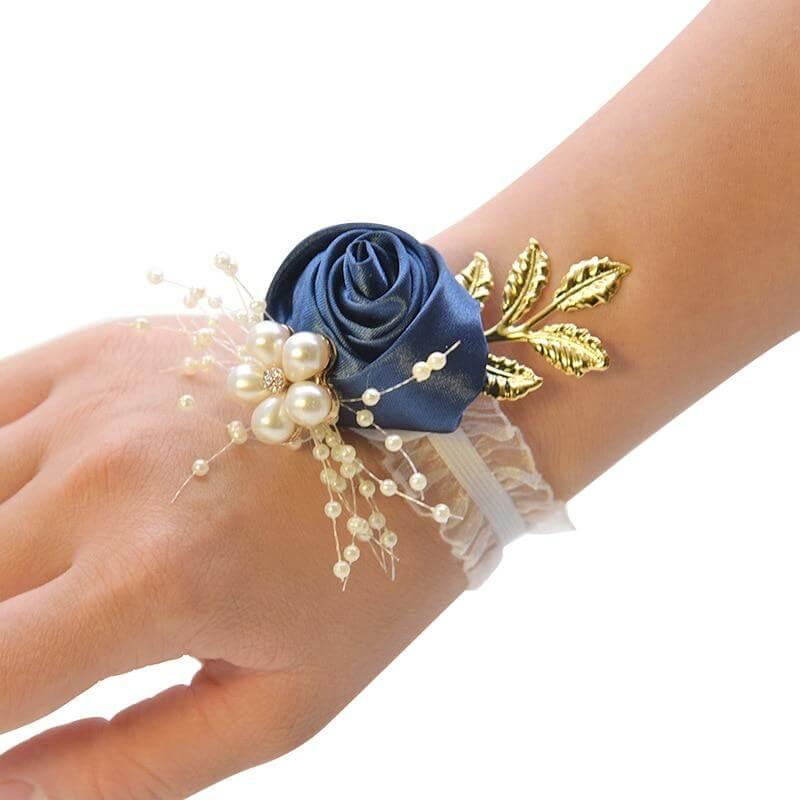 Bracelet fleur mariage champêtre bleu