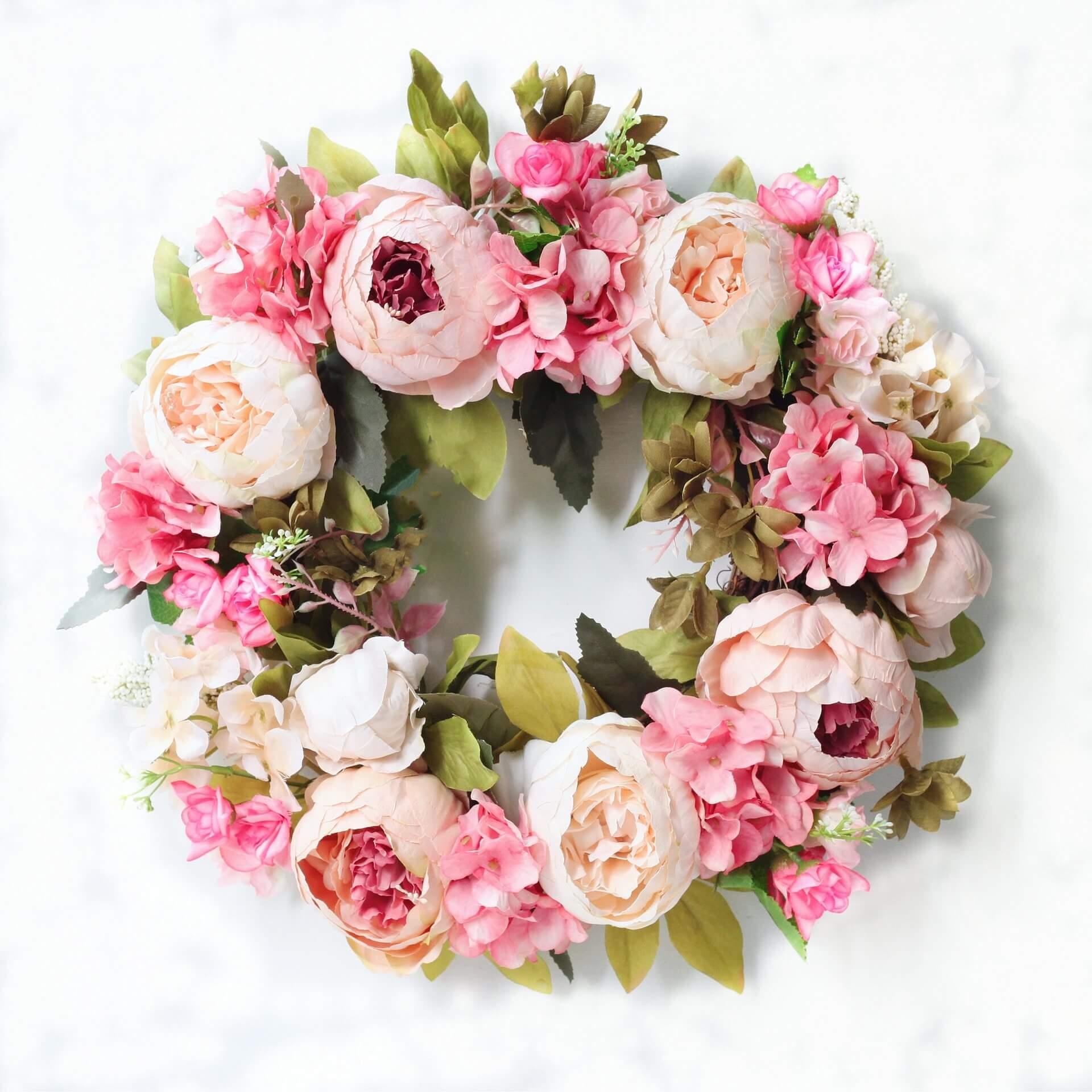 Couronne de fleurs blanc et rose