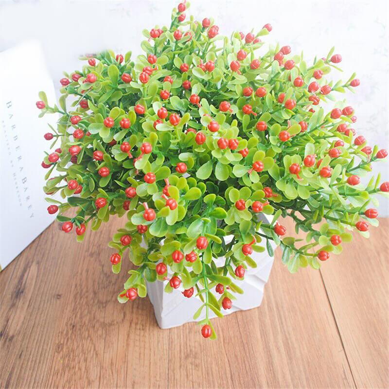 Plante verte artificielle - bouquet fleuri perle de couleur