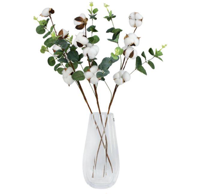 Branche de fleur de coton (4 boules) 62 cm