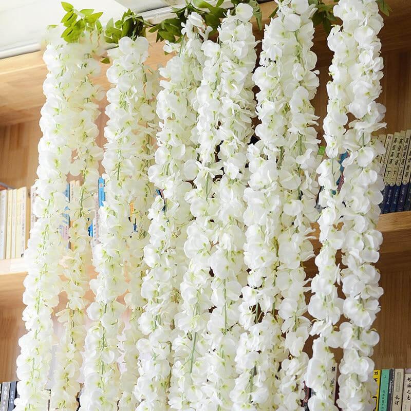 Guirlande fleur artificielle blanche 1m40