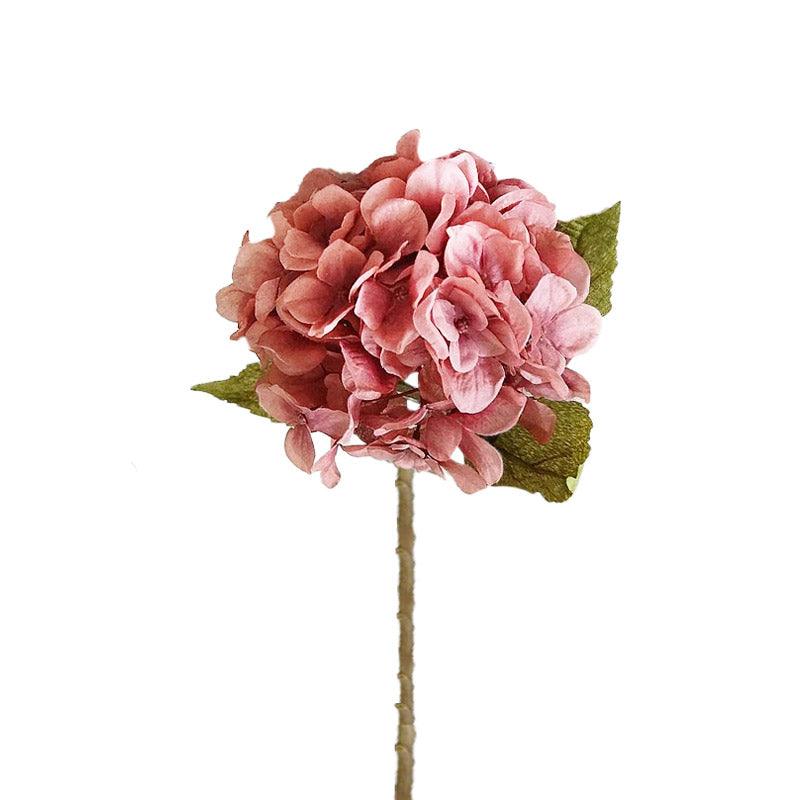 Hortensia artificiel rose pâle en tissu 35 cm