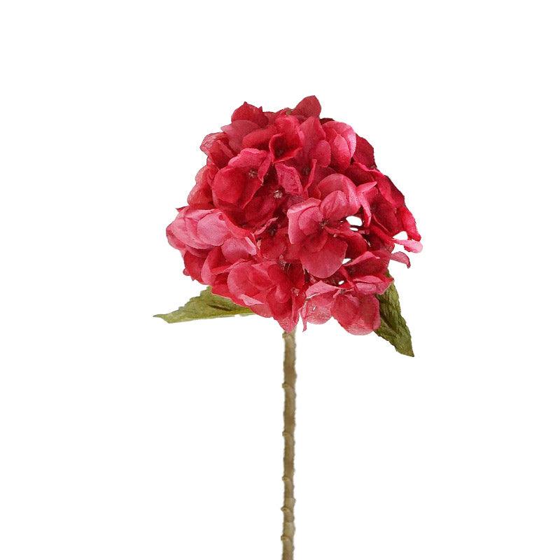Hortensia artificiel rouge en tissu 35 cm