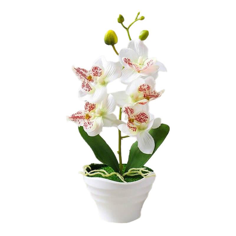 Orchidée artificielle blanche en pot 24 cm