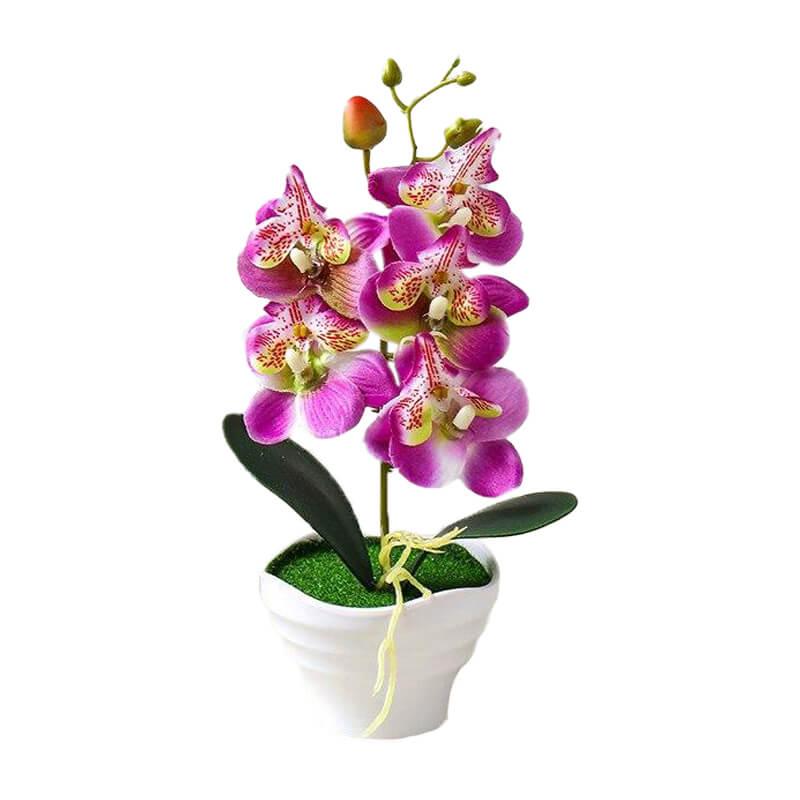 Orchidée artificielle violette en pot 24 cm