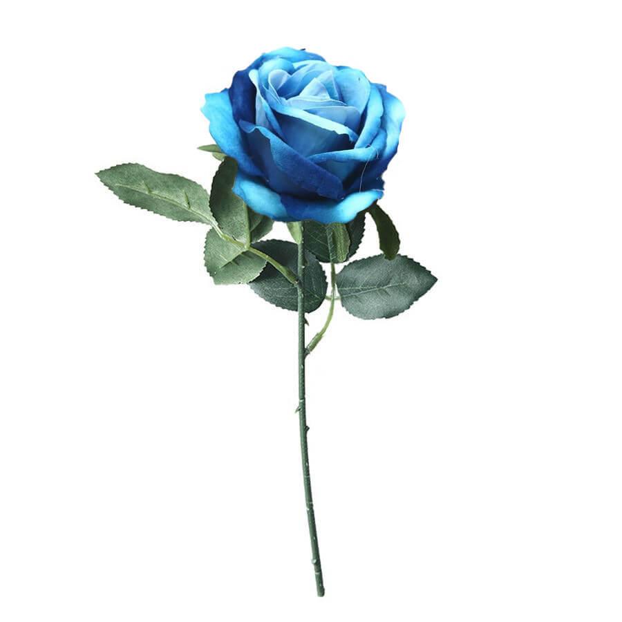 Rose bleue réaliste haut de gamme 30 cm