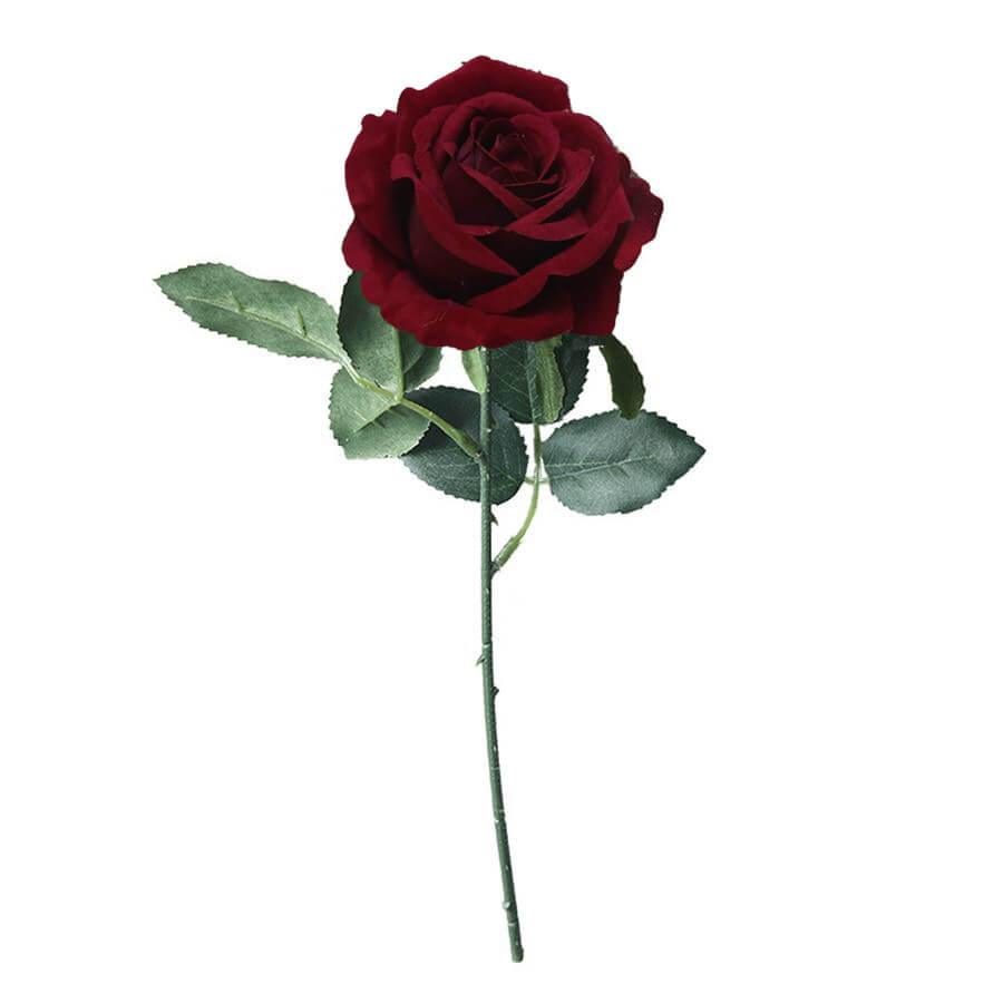 Rose rouge foncé réaliste haut de gamme 30 cm