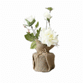 Roses artificielles - Pot fleuri de fausses roses blanches